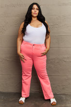 Load image into Gallery viewer, RISEN Kenya High Rise Side Twill Contrast Straight Pink Denim Jeans
