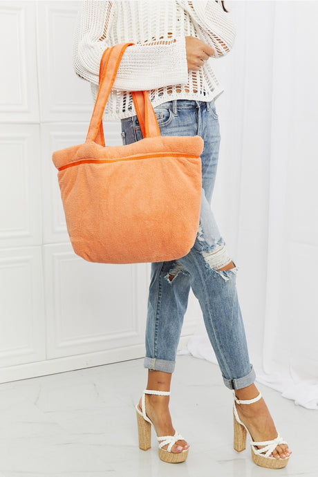 Fame Tangerine Orange Luxe Plush Tote Bag