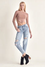 Load image into Gallery viewer, RISEN Distressed Cropped Blue Denim Skinny Jeans
