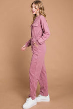 Load image into Gallery viewer, Culture Code Red Button Down Drawstring Waist Straight Leg Jumpsuit
