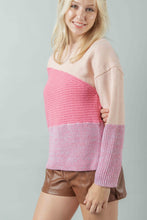 Load image into Gallery viewer, VERY J Pink Color Block Soft Knit Top
