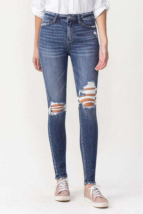 Lovervet Hayden High Rise Distressed Blue Denim Skinny Jeans