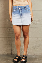 Load image into Gallery viewer, BAYEAS Socialite Asymmetrical High Waisted Ombre Blue Denim Jean Mini Skirt
