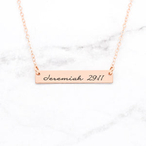 Gracefully Made Jeremiah 29:11 Personalized Bar Necklace