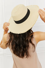 Carregar imagem no visualizador da galeria, Fame Ivory Fringe Detailed Wide Brim Straw Hat
