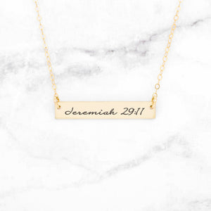 Gracefully Made Jeremiah 29:11 Personalized Bar Necklace