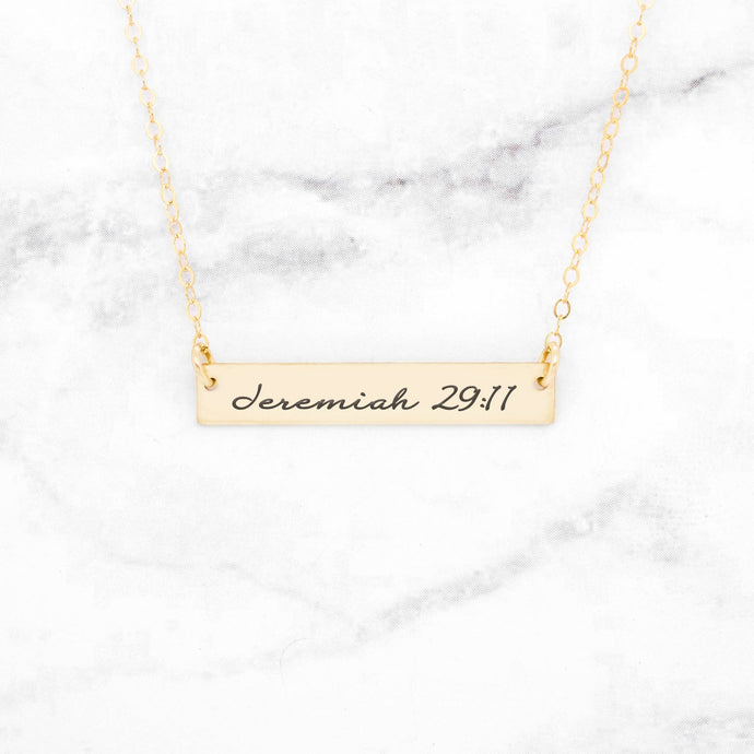 Gracefully Made Jeremiah 29:11 Personalized Bar Necklace