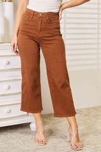 Ladda upp bild till gallerivisning, Judy Blue Tummy Control Garment Dyed Cropped Straight Leg Brown Denim Jeans
