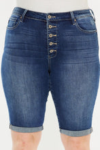 Carregar imagem no visualizador da galeria, Kancan Mandy Cuffed Hem Button Fly Blue Denim Jean Shorts
