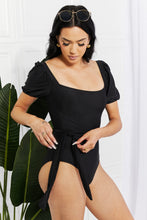 Load image into Gallery viewer, Marina West Swim Solid Black Puffy Sleeve One Piece
