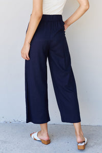And The Why Navy Blue Pleated Linen Pants