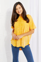 Load image into Gallery viewer, Zenana Solid Yellow Exposed Detailed Soft Waffle Knit Relaxed Fit Top
