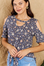 Load image into Gallery viewer, Heimish Multicolor Floral Cutout Cold Shoulder Top
