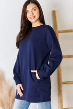 Carregar imagem no visualizador da galeria, Zenana Navy Blue Oversized Longline Sweatshirt
