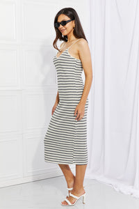 HYFVE Striped Sleeveless Midi Dress