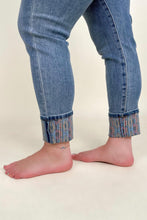 Load image into Gallery viewer, Judy Blue Layla Southwestern Aztec Pattern High Rise Relaxed Skinny Blue Denim Jeans
