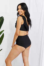 Load image into Gallery viewer, Marina West Swim Solid Black One Shoulder Ruffle Two Piece Bikini Set
