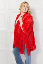 Load image into Gallery viewer, Justin Taylor Red Aztec Pom-Pom Open Front Kimono
