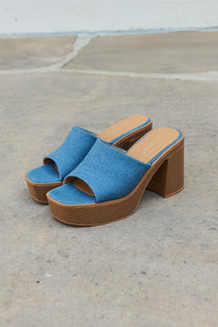Weeboo Essential Denim Blue Platform Heel Sandals