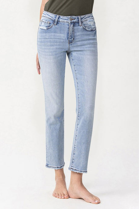 Lovervet Andrea Midrise Cropped Straight Leg Blue Denim Jeans