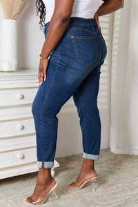 Judy Blue Nikki Elasticized High Waisted Blue Denim Skinny Cropped Jeans