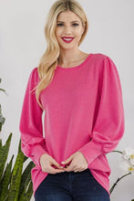 Ladda upp bild till gallerivisning, Celeste Pink Long Lantern Sleeve Ribbed Knit Top
