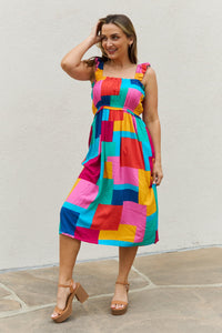 And The Why Multicolored Patchwork Midi Dress