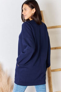 Zenana Navy Blue Oversized Longline Sweatshirt