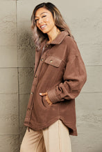 Cargar imagen en el visor de la galería, Heimish Coffee Brown Button Down Woven Shacket
