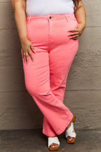 Load image into Gallery viewer, RISEN Kenya High Rise Side Twill Contrast Straight Pink Denim Jeans
