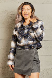 HYFVE Plaid Semi Cropped Relaxed Fit Shacket