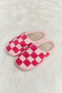 Melody Checkered Plush Slide Slippers