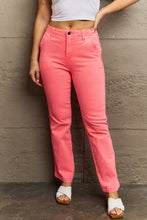 Load image into Gallery viewer, RISEN Kenya High Rise Side Twill Contrast Straight Pink Denim Jeans
