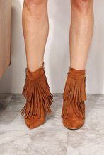 Load image into Gallery viewer, Legend Ochre Brown Tassel Wedge Heel Ankle Boots
