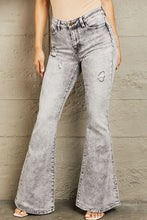 Load image into Gallery viewer, BAYEAS High Rise Acid Washed Flared Leg Charcoal Gray Denim Jeans
