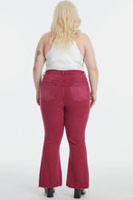 Load image into Gallery viewer, BAYEAS High Waisted Distressed Raw Hem Flared Leg Red Denim Jeans
