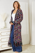 Carregar imagem no visualizador da galeria, Double Take Multicolor Fringe Hem Open Front Longline Cardigan
