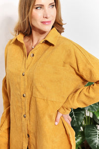 HEYSON Yellow Oversized Corduroy Button Down Shirt