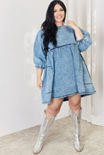 Load image into Gallery viewer, HEYSON Oversized Relaxed Fit Blue Denim Babydoll Dress
