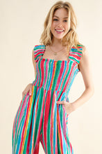 Load image into Gallery viewer, And The Why Multicolor Striped Smocked Jumpsuit
