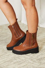 Load image into Gallery viewer, Forever Link Chestnut Brown Side Zip Platform Boots
