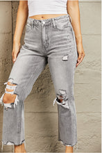 Load image into Gallery viewer, BAYEAS Sugar Pie High Waisted Destroyed Cropped Straight Leg Gray Denim Jeans
