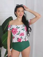 Carregar e reproduzir vídeo no visualizador da Galeria, Marina West Swim Multicolor Floral Off Shoulder Two Piece Set
