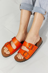 MM Shoes Orange Double Banded Slide Sandals