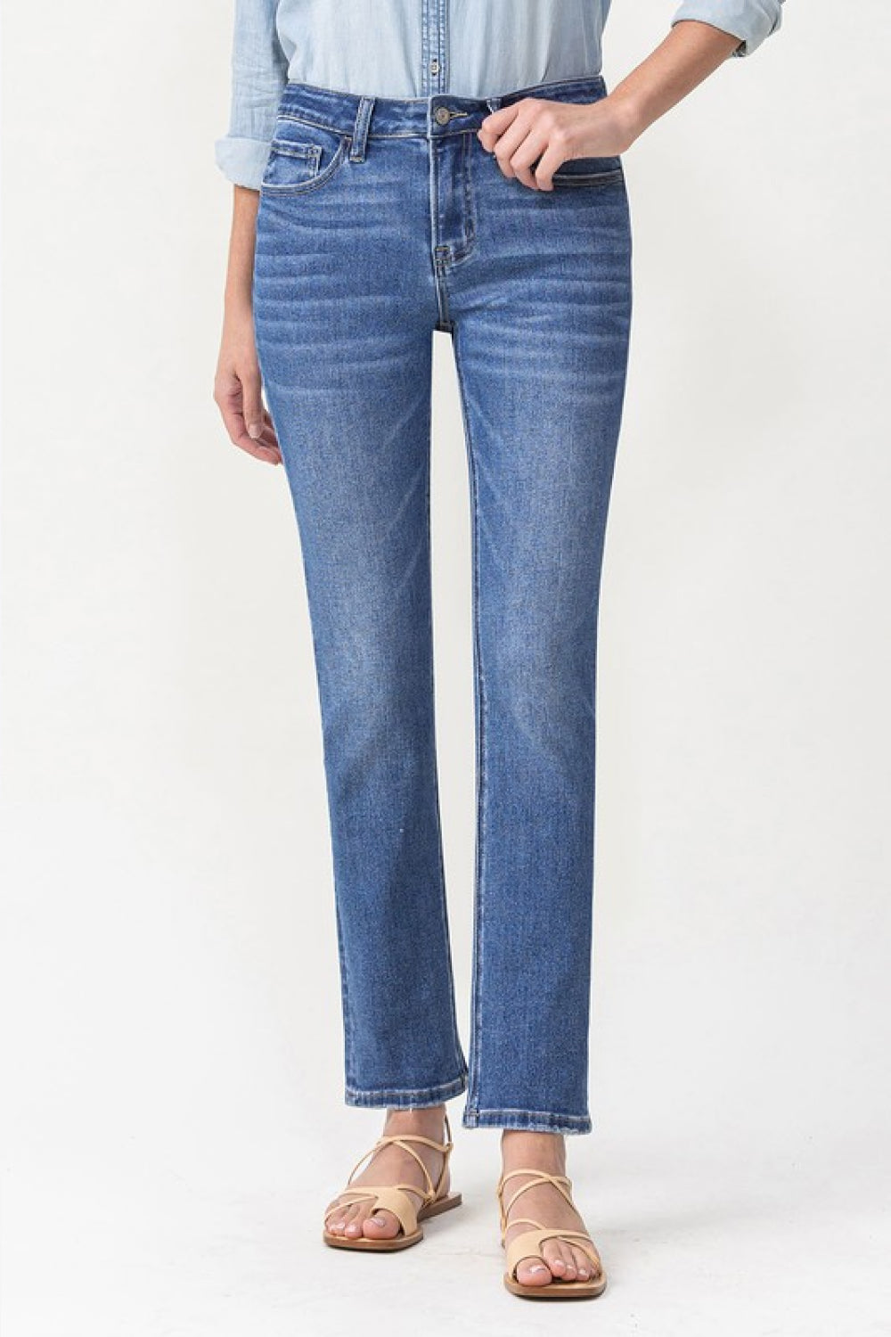 Lovervet Maggie Midrise Blue Denim Straight Leg Jeans LV1025