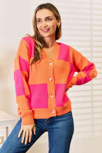Load image into Gallery viewer, Woven Right Checkered Button Down Soft Knit Cardigan
