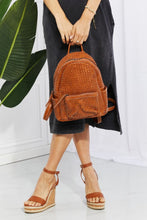 Load image into Gallery viewer, SHOMICO Chestnut Brown Vegan Leather Woven Backpack
