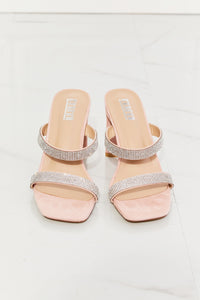 MM Shoes Pink Sparkly Rhinestone Studded Block Heel Sandals