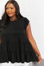 Load image into Gallery viewer, Zenana Solid Black Short Sleeve Tiered Top
