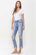 Ladda upp bild till gallerivisning, Lovervet by Flying Monkey Courtney High Rise Cropped Kick Flared Leg Blue Denim Jeans
